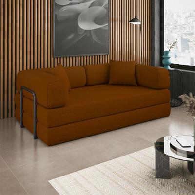 Sofá Cama Sofá Cama 2 Lugares 188cm Terracota Bouclê Balaqui Decor