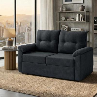 Sofá Cama Tifany Casal 2 Lugares Reclinável 160cm Veludo Cinza Matrix