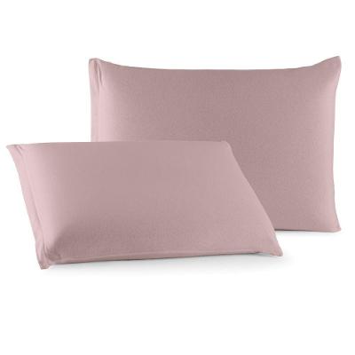 Par de Fronhas Minimal Liso 50x70 Malha 100% Algodão com Zíper Rosa Clara Luz Decora