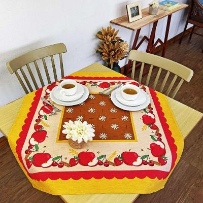 Toalha de Chá Centro de Mesa Pop 80% Algodão e 20% Poliéster 75cmx75cm Frutas Vermelhas Amarelo