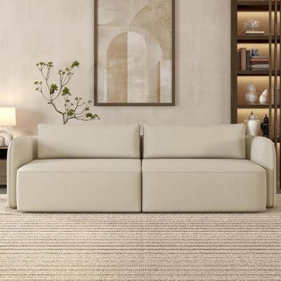 Sofá Karib 3 Lugares 240CM Veludo Bege Z08 Sala de Estar Mpozenato