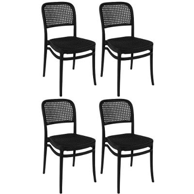 Kit 4 Cadeiras de Jantar Roma em Plástico Preto Magazine Decor