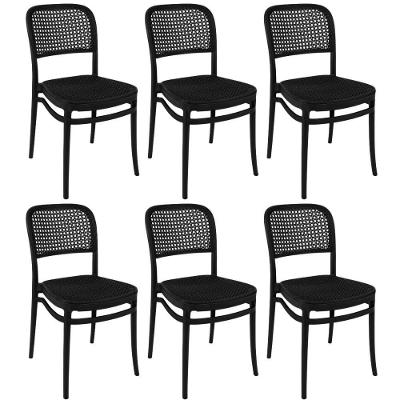 Kit 6 Cadeiras de Jantar Roma em Plástico Preto All Black Magazine Decor