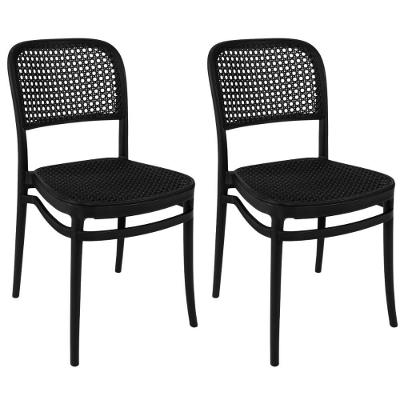 Kit 2 Cadeiras de Jantar Roma em Plástico Preto para Sala e Cozinha Magazine Decor