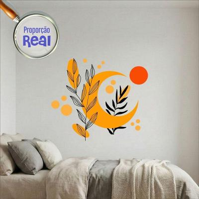 Adesivo de Parede Boho Floral Mod.05 Vinil Fosco Laranja Estilo Nórdico Preciso Decor
