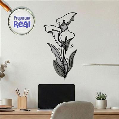 Adesivo de Parede Decorativo Floral Boho Mod.04 30x60 Cinza Preciso Decor