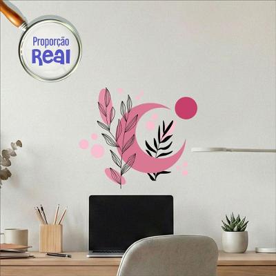 Adesivo de Parede Boho Floral MOD 05 Rosa Estilo Nórdico Vinil Fosco Preciso Decor