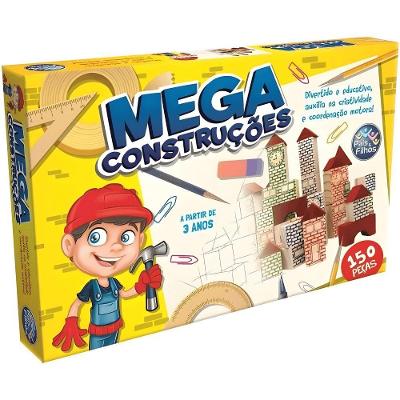 Blocos de Montar Mega Construção 150 Peças em Mdf Educativo Infantil Pais & Filhos