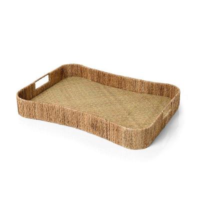 Bandeja Juta Retangular Sienna 36x51cm em Juta MDF e Bambu Artesanal Copa & Cia