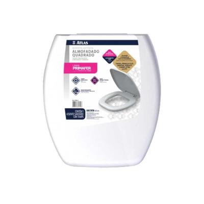 Assento Sanitário Almofadado Quadrado PR1064 com Tampa Envolvente Branco Atlas