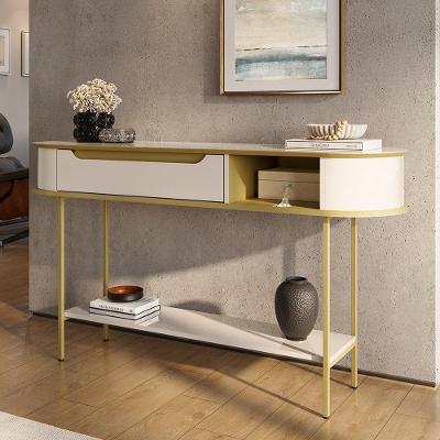 Aparador Atlanta Moderno 1 Gaveta Mdf 136cm Off White Dourado Movelove