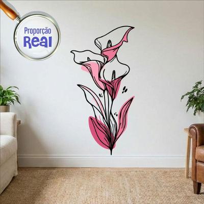 Adesivo de Parede Floral Boho Rosa Estilo Nórdico 60x120 Mod.04 Preciso Decor