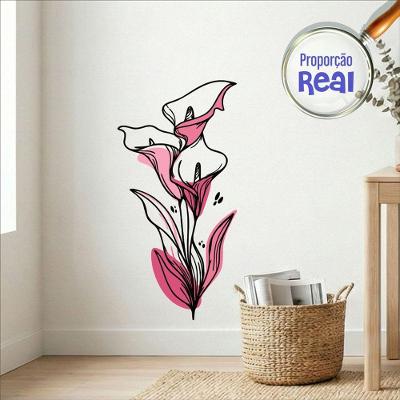 Adesivo de Parede Floral Boho Rosa Estilo Nórdico 45x90 Mod.04 Preciso Decor