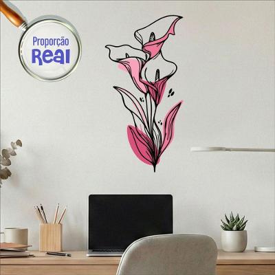 Adesivo de Parede Floral Boho Rosa Estilo Nórdico 30x60 Mod.04 Preciso Decor