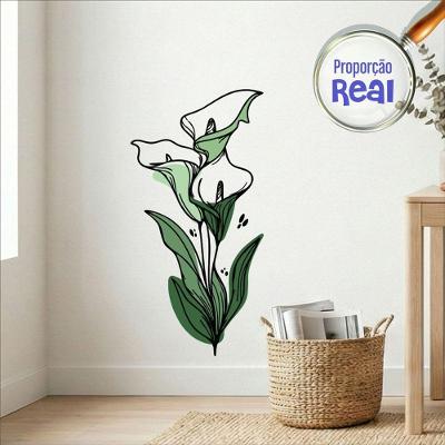 Adesivo de Parede Floral Boho Mod.04 Estilo Nórdico Verde Vinil Fosco Preciso Decor