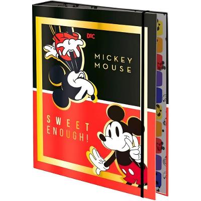 Fichário Universitário Argolado com Elástico Dac 4403 48 Folhas Tema Mickey Mouse Disney Preto