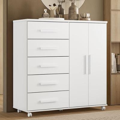 Cômoda para Quarto Torena A02 5 Gavetas 2 Portas em MDF-MDP Branco Mpozenato