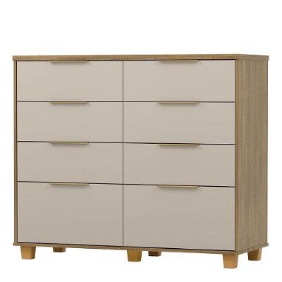 Cômoda para Quarto Density 8 Gavetas MDF-MDP com Puxador em Alumínio Nature-fendi Vila Rica