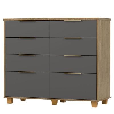 Cômoda para Quarto Density 8 Gavetas MDF-MDP Puxador de Alumínio Nature-alasca Vila Rica