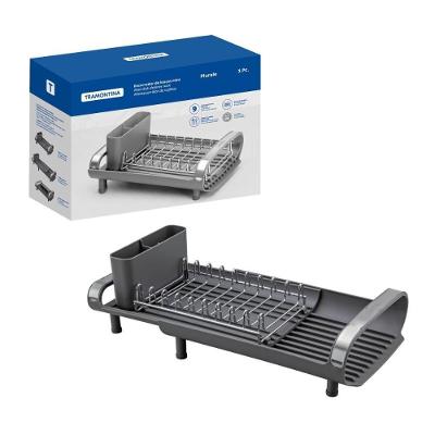 Escorredor de Louça Plurale com Porta Talheres em Aço Inox para Cozinha Pequena Grafite Tramontina