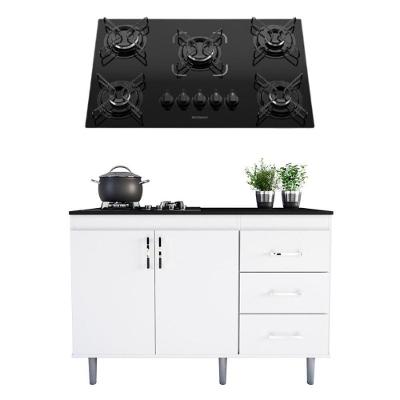 Conjunto Balcão para Cooktop Turim 2 Portas Mdf-mdp 120cm Branco Movelove