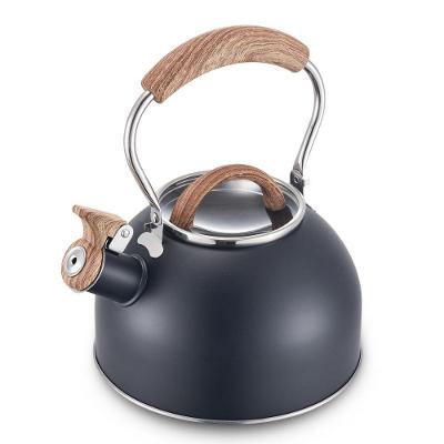 Chaleira para Fogão de Indução de Inox 2L Alumínio com Apito Sonoro Tampa de Vidro Temperado Preto