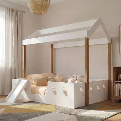 Cama Infantil Montessoriana Isa com Escorregador em MDF Branco Isa Baby