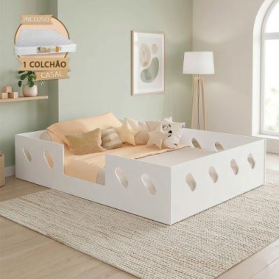 Cama Infantil Casal Helena Montessoriana com Colchão MDF Branco