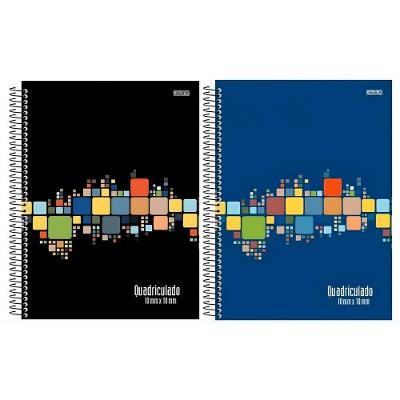 Caderno Espiral Capa Dura Quadriculado 10x10mm São Domingos 10388 80 Folhas Azul