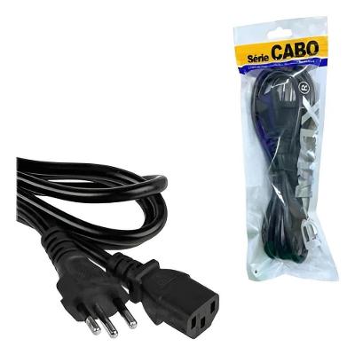 Cabo de Força Tripolar B-Max BM-8684 1,5m 250V 10A Preto para Equipamentos Eletrônicos