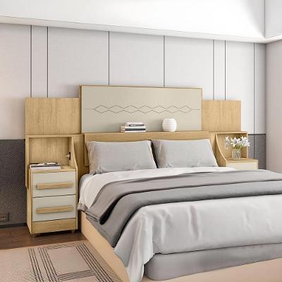 Cabeceira Box Síria Casal com Apoio Lateral em MDF Cinamomo e Off White RV Móveis