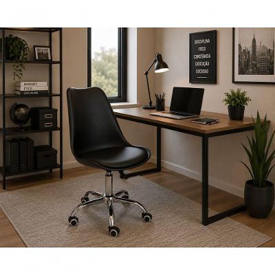 Cadeira Office Saarinen Executiva Revestimento Sintético Base Giratória Preto Decoreshop