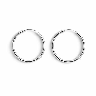Brincos de Argola Atraktiva Jóias Lisa Prata 925 2mm 3cm Unissex