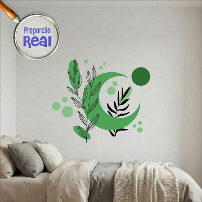 Adesivo de Parede Boho Floral Mod.05 Estilo Nórdico Verde Vinil Fosco Preciso Decor