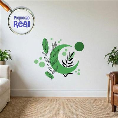 Adesivo de Parede Boho Floral Mod.05 Estilo Nórdico Verde 80x68 Preciso Decor