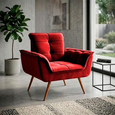 Poltrona Duala Decorativa em Veludo com Pés Palito Vermelho King