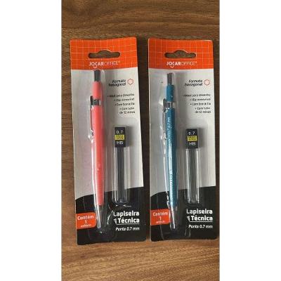 Kit Lapiseira Técnica 0.7mm OEM Jocar Office com Tubo de Grafites Hexagonal Rosa e Azul