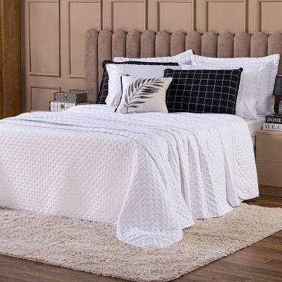 Kit Cobre Leito Provence King 06 Peças Percal 300 Fios Dupla Face Branco Dourados Enxovais