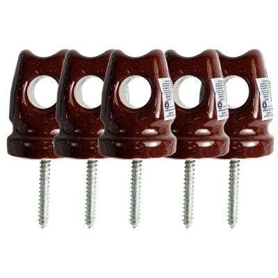 Kit 5 Isolador Elétrico de Porcelana Tipo Pimentão em T 54x72mm Branco para Fios Aéreos Foxlux