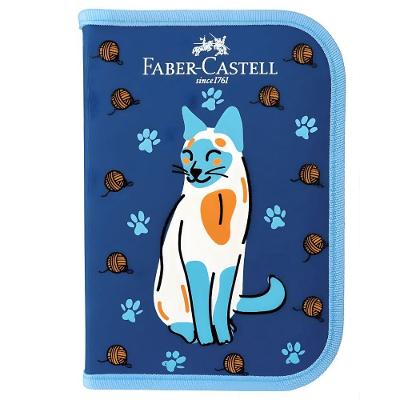 Kit Estojo Escolar Faber-Castell Pets Gato com 18 Peças com Lápis Canetas Régua e Borracha Gato