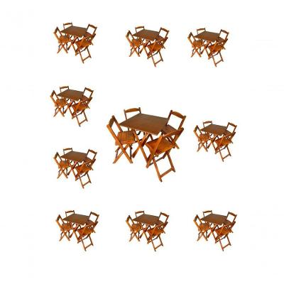 Kit 10 Mesas Dobráveis 70x70 Mel com 40 Cadeiras Madeira para Restaurante