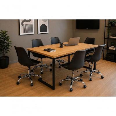 Kit 6 Cadeiras Saarinen Office Executiva Couro Sintético Base Giratória Preto Decoreshop