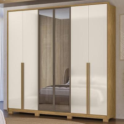 Guarda Roupa Casal Saara Z17 6 Portas de Bater 4 Gavetas MDP Freijó-Off Mpozenato
