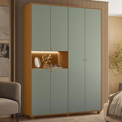 Guarda Roupa Casal Vittara A02 6 Portas de Bater 2 Gavetas MDP Cinamomo-Sálvia Mpozenato
