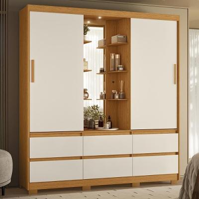 Guarda Roupa Casal Selene A02 2 Portas de Correr 6 Gavetas Cinamomo-Off Mpozenato
