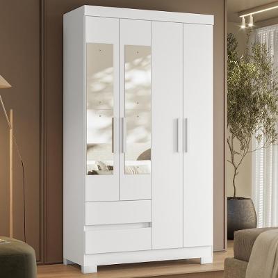 Guarda Roupa Casal Lipion Flex A02 4 Portas 2 Gavetas MDP Branco-Titanium-Rosa-Azul Mpozenato