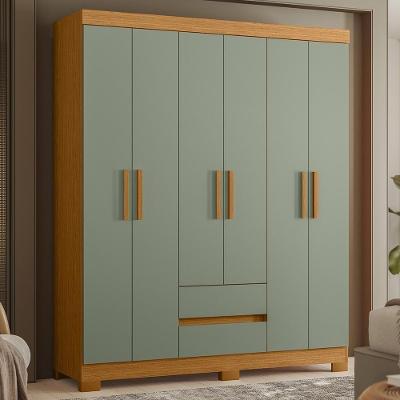 Guarda Roupa Casal Lipion A02 6 Portas 2 Gavetas MDP Cinamomo-Sálvia Mpozenato