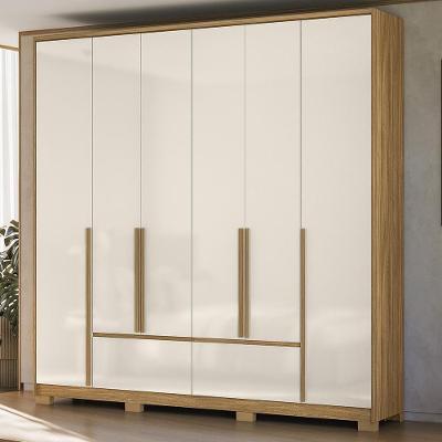 Guarda Roupa Casal Denali Z17 6 Portas de Bater 4 Gavetas Freijó-Off Mpozenato