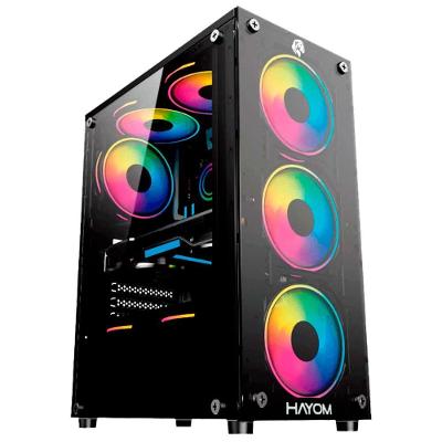 Gabinete Gamer Gb1729 Atx Micro Atx Vidro Temperado com 4 Fans Rgb Preto Hayom