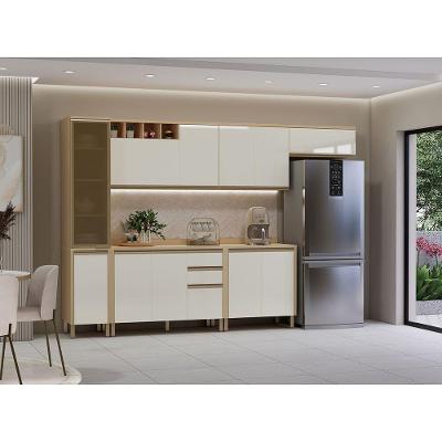 Cozinha Modulada Completa Brise Lu 12 Portas Carvalho-off White Pérola Luciane Móveis